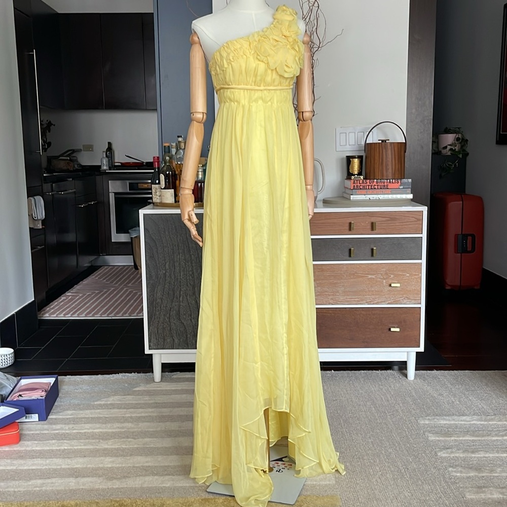 Robert Rodriguez Prom Yellow Chiffon Gown